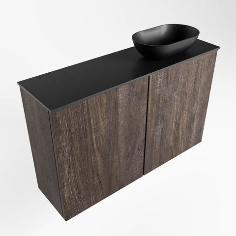 Mondiaz Fowy fonteinmeubel 80cm Dark Brown - Waskom rechts Urban/Urban - met 1 kraangat