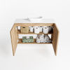 Mondiaz Fowy fonteinmeubel 80cm Washed Oak - Waskom midden Talc/Talc - zonder kraangat
