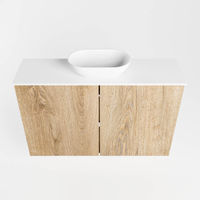Mondiaz Fowy fonteinmeubel 80cm Washed Oak - Waskom midden Talc/Talc - zonder kraangat