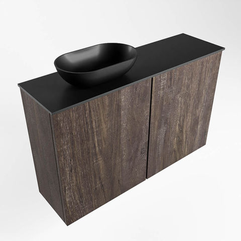 Mondiaz Fowy fonteinmeubel 80cm Dark Brown - Waskom links Urban/Urban - zonder kraangat