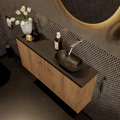 Mondiaz Fowy fonteinmeubel 100cm Washed Oak - Waskom rechts Urban/Urban - zonder kraangat