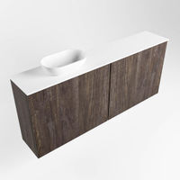 Mondiaz Fowy fonteinmeubel 120cm Dark Brown - Waskom links Talc/Talc - met 1 kraangat