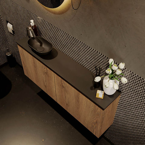 Mondiaz Fowy fonteinmeubel 120cm Washed Oak - Waskom links Urban/Urban - met 1 kraangat