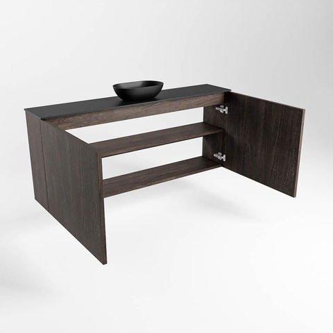 Mondiaz Fowy fonteinmeubel 120cm Dark Brown - Waskom midden Urban/Urban - zonder kraangat