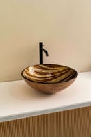 Luca Sanitair Luca Vetro opzetwastafel rond 42x42x14,5cm - gehard glas - wood