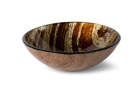 Luca Sanitair Luca Vetro opzetwastafel rond 42x42x14,5cm - gehard glas - wood