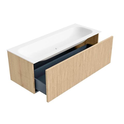 Mondiaz Kurve badmeubel 120cm Oak - Geen ronding - Big Large wastafel Midden Talc - 1 kraangat