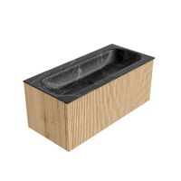Mondiaz Kurve-Dlux badmeubel 100cm Oak - Geen ronding - Big Medium wastafel Midden Lava - 0 kraangaten