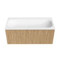 Mondiaz Kurve badmeubel 100cm Oak - Geen ronding - Big Medium wastafel Midden Talc - 0 kraangaten