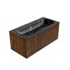 Mondiaz Kurve-Dlux badmeubel 100cm Walnut - Geen ronding - Big Medium wastafel Midden Lava - 0 kraangaten