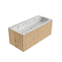 Mondiaz Kurve-Dlux badmeubel 100cm Oak - Geen ronding - Big Medium wastafel Midden Glace - 1 kraangat