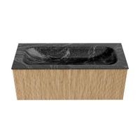 Mondiaz Kurve-Dlux badmeubel 110cm Oak - Geen ronding - Big Medium wastafel Midden Lava - 0 kraangaten