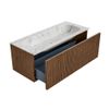 Mondiaz Kurve-Dlux badmeubel 110cm Walnut - Geen ronding - Big Medium wastafel Midden Glace - 1 kraangat