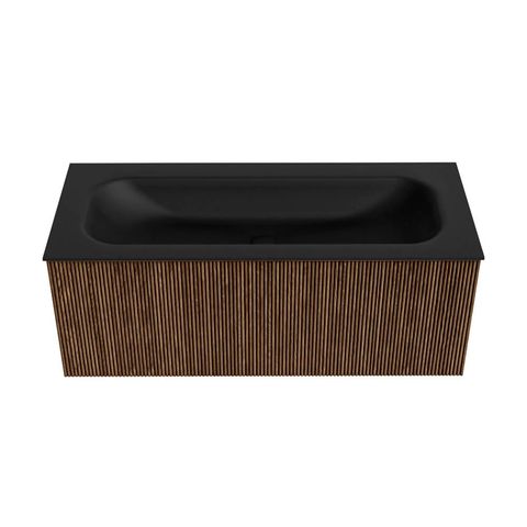 Mondiaz Kurve badmeubel 110cm Walnut - Geen ronding - Big Medium wastafel Midden Urban - 1 kraangat