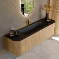 Mondiaz Kurve badmeubel 160cm Oak - Ronding links en rechts - Big Medium wastafel Midden Urban - 1 kraangat