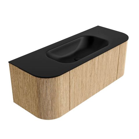 Mondiaz Kurve badmeubel 120cm Oak - Ronding links en rechts - Big Small wastafel Midden Urban - 1 kraangat