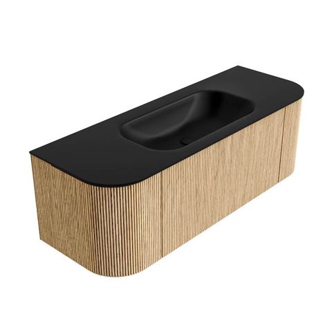 Mondiaz Kurve badmeubel 130cm Oak - Ronding links en rechts - Big Small wastafel Midden Urban - 0 kraangaten