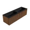 Mondiaz Kurve badmeubel 150cm Walnut - Geen ronding - Big Small wastafel Dubbel Urban - 2 kraangaten