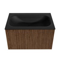 Mondiaz Kurve badmeubel 70cm Walnut - Geen ronding - Big Small wastafel Midden Urban - 0 kraangaten