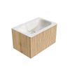 Mondiaz Kurve-Dlux badmeubel 70cm Oak - Geen ronding - Big Small wastafel Midden Frappe - 1 kraangat