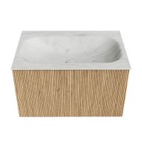 Mondiaz Kurve-Dlux badmeubel 70cm Oak - Geen ronding - Big Small wastafel Midden Opalo - 1 kraangat