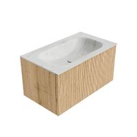 Mondiaz Kurve-Dlux badmeubel 80cm Oak - Geen ronding - Big Small wastafel Midden Opalo - 0 kraangaten