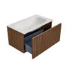 Mondiaz Kurve-Dlux badmeubel 80cm Walnut - Geen ronding - Big Small wastafel Midden Ostra - 1 kraangat