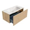 Mondiaz Kurve-Dlux badmeubel 90cm Oak - Geen ronding - Big Small wastafel Midden Frappe - 0 kraangaten