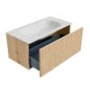 Mondiaz Kurve-Dlux badmeubel 90cm Oak - Geen ronding - Big Small wastafel Midden Opalo - 0 kraangaten