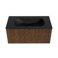 Mondiaz Kurve badmeubel 90cm Walnut - Geen ronding - Big Small wastafel Midden Urban - 0 kraangaten