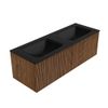 Mondiaz Kurve badmeubel 130cm Walnut - Geen ronding - Cloud wastafel Dubbel Urban - 2 kraangaten