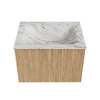 Mondiaz Kurve-Dlux badmeubel 60cm Oak - Geen ronding - Cloud wastafel Midden Glace - 1 kraangat