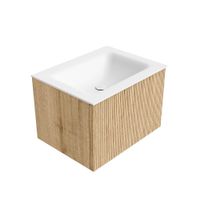 Mondiaz Kurve badmeubel 60cm Oak - Geen ronding - Cloud wastafel Midden Talc - 1 kraangat