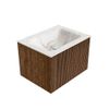 Mondiaz Kurve-Dlux badmeubel 60cm Walnut - Geen ronding - Cloud wastafel Midden Frappe - 1 kraangat