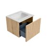 Mondiaz Kurve-Dlux badmeubel 50cm Oak - Geen ronding - Grunne wastafel Midden Opalo - 1 kraangat