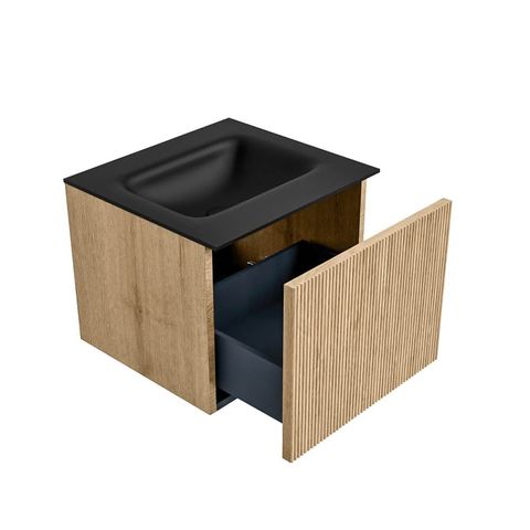 Mondiaz Kurve badmeubel 50cm Oak - Geen ronding - Grunne wastafel Midden Urban - 1 kraangat