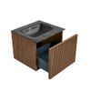 Mondiaz Kurve-Dlux badmeubel 50cm Walnut - Geen ronding - Grunne wastafel Midden Lava - 1 kraangat