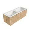 Mondiaz Kurve-Dlux badmeubel 120cm Oak - Geen ronding - Leaf wastafel Dubbel Ostra - 0 kraangaten