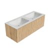 Mondiaz Kurve-Dlux badmeubel 120cm Oak - Geen ronding - Leaf wastafel Dubbel Opalo - 2 kraangaten