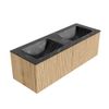 Mondiaz Kurve-Dlux badmeubel 130cm Oak - Geen ronding - Leaf wastafel Dubbel Lava - 0 kraangaten