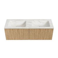 Mondiaz Kurve-Dlux badmeubel 130cm Oak - Geen ronding - Leaf wastafel Dubbel Ostra - 0 kraangaten