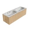 Mondiaz Kurve-Dlux badmeubel 140cm Oak - Geen ronding - Stor Small wastafel Dubbel Glace - 0 kraangaten