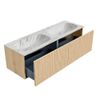 Mondiaz Kurve-Dlux badmeubel 140cm Oak - Geen ronding - Stor Small wastafel Dubbel Glace - 0 kraangaten