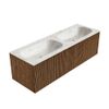Mondiaz Kurve-Dlux badmeubel 140cm Walnut - Geen ronding - Stor Small wastafel Dubbel Ostra - 0 kraangaten