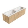 Mondiaz Kurve-Dlux badmeubel 140cm Oak - Geen ronding - Stor Small wastafel Dubbel Frappe - 2 kraangaten