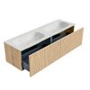 Mondiaz Kurve-Dlux badmeubel 150cm Oak - Geen ronding - Stor Small wastafel Dubbel Opalo - 0 kraangaten