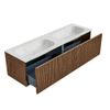 Mondiaz Kurve-Dlux badmeubel 150cm Walnut - Geen ronding - Stor Small wastafel Dubbel Opalo - 0 kraangaten