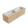 Mondiaz Kurve-Dlux badmeubel 150cm Oak - Geen ronding - Stor Small wastafel Dubbel Glace - 2 kraangaten