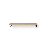 Looox Wooden Base Shelf Solo wastafelblad 140x46cm - zwarte handdoekhouder links/rechts - old grey