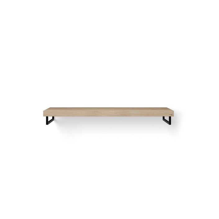 Looox Wooden Base Shelf Solo wastafelblad 140x46cm - zwarte handdoekhouder links/rechts - old grey